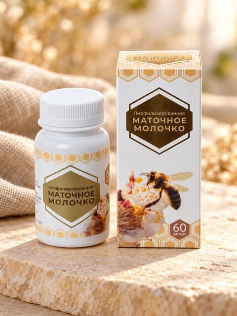 Маточное молочко, 60 капсул — банка и упаковка
